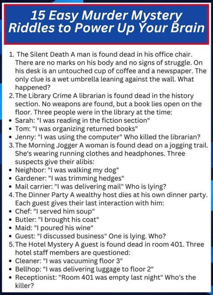 How do you come up with murder mystery clues?