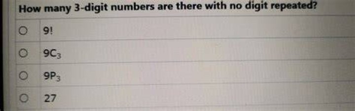 How many 3 digit numbers are there with no numbers repeated?
