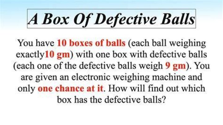 How to find defective ball from 10 balls?