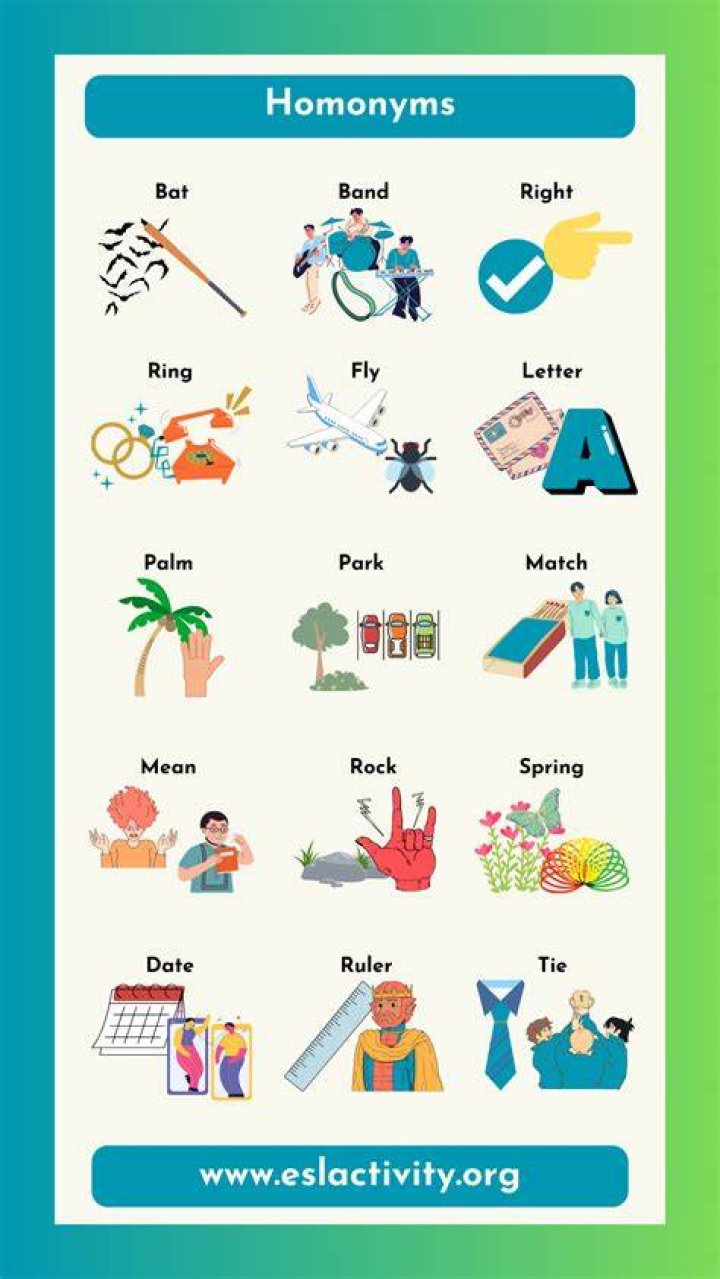 What are 10 examples of homonyms?