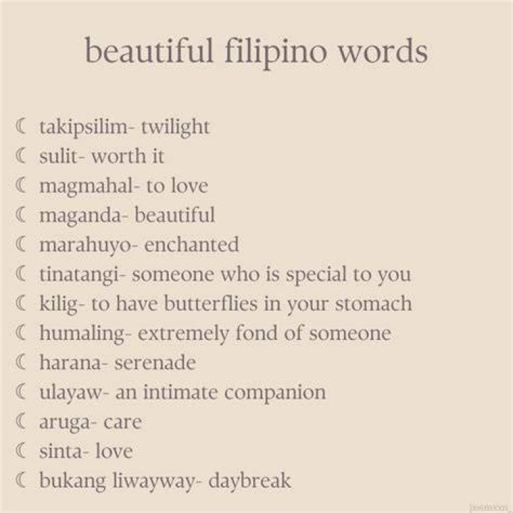 What are beautiful Filipino words?