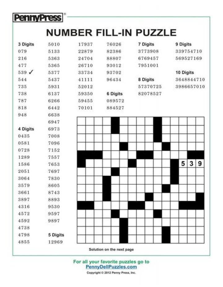 What are number fill in puzzles?