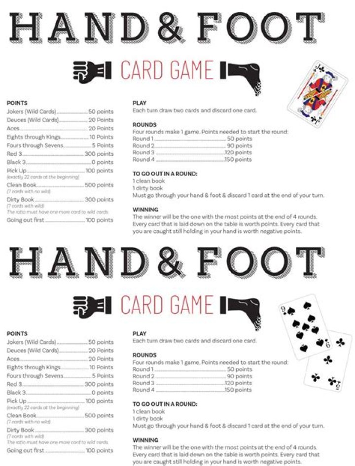 What are the rules for the card game hand and Foot?