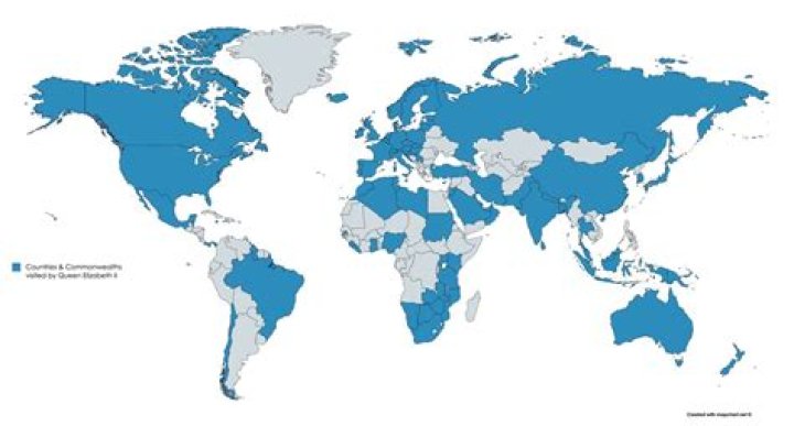 What countries has Queen Elizabeth been to?