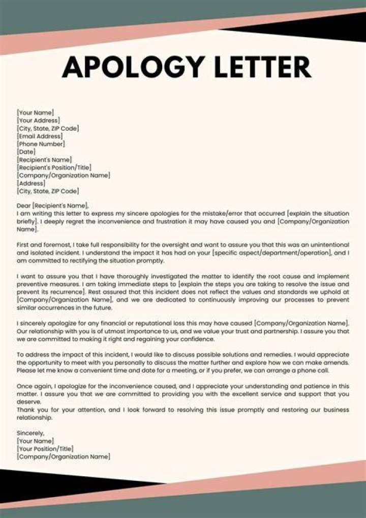 What do you write in an apology letter?