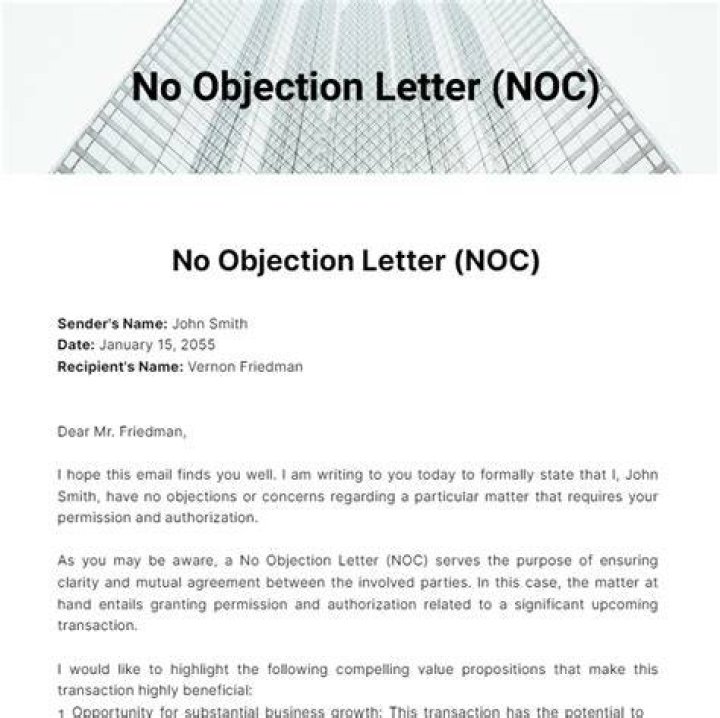 What is a letter of no objection?