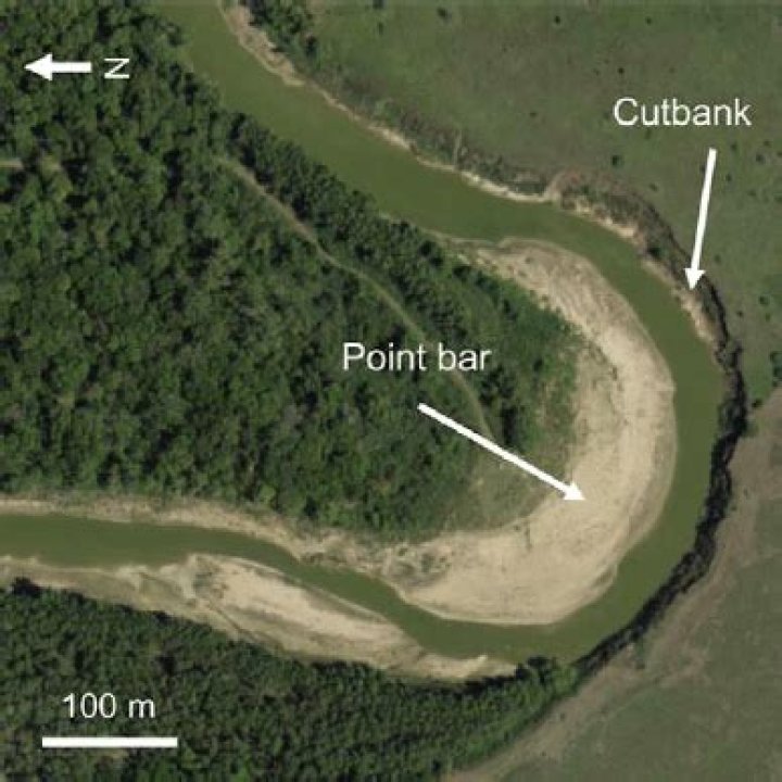 What is a point bar in a river?