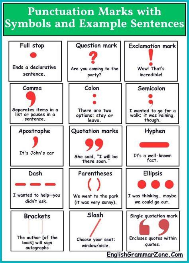 What is a punctuation sentence example?