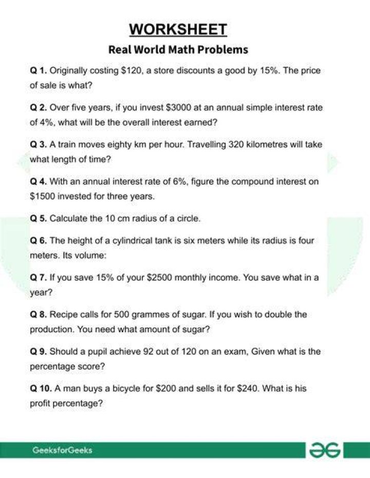 What is a real word math problem?