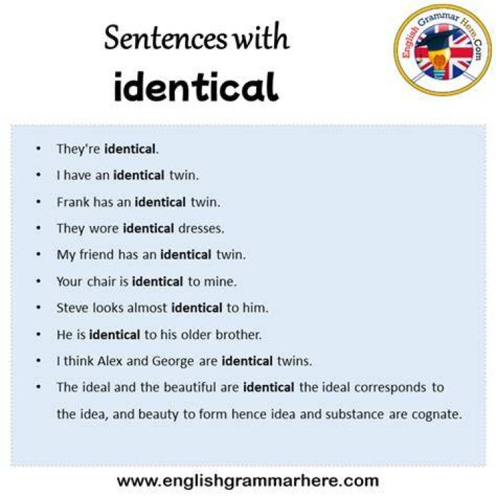 What is a sentence for the word identical?