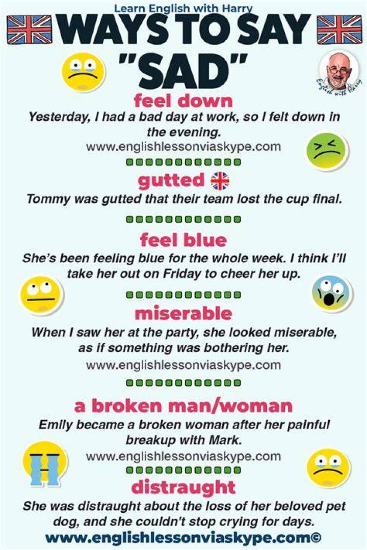 What is another way to say feeling sad?