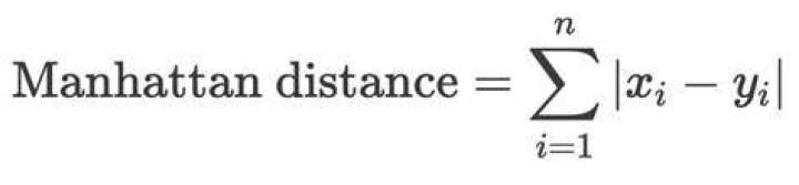 What is formula for Manhattan distance?