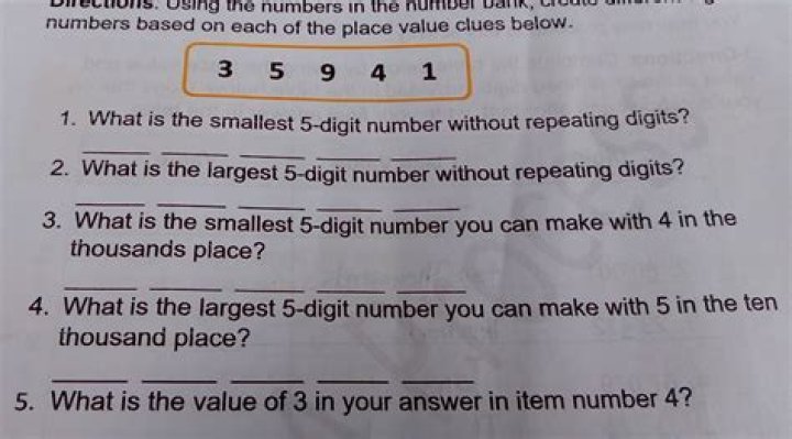 What is largest 5 digit number without repeating digits?