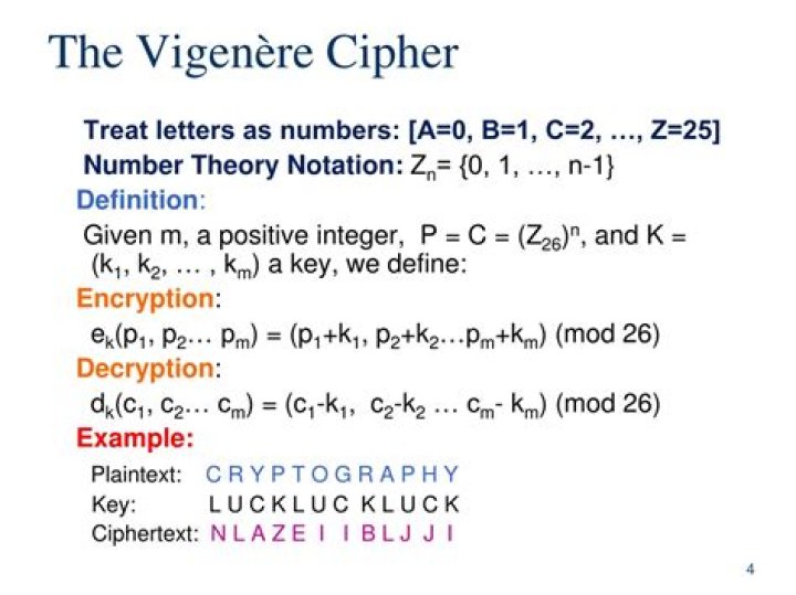 What is one of the characteristic of vigenere cipher?