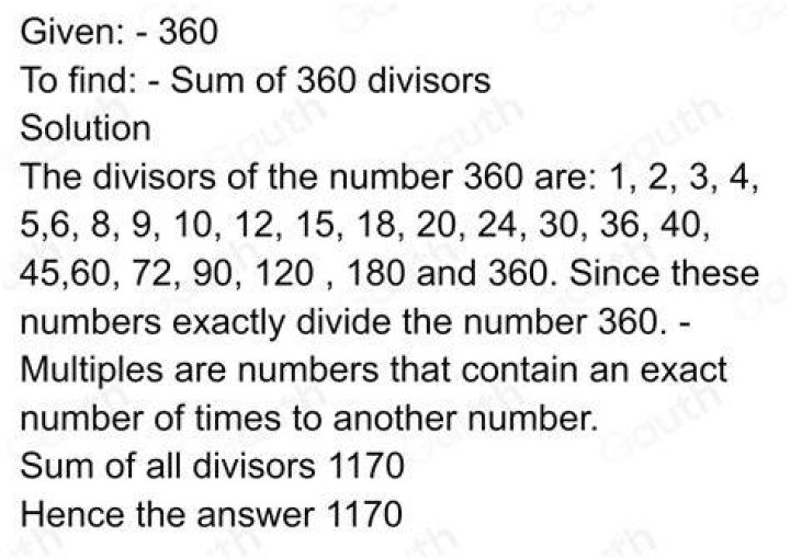 What is the sum of divisors of 360?