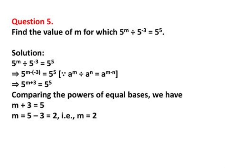 What is the value of M for which 5m 5 3 55?