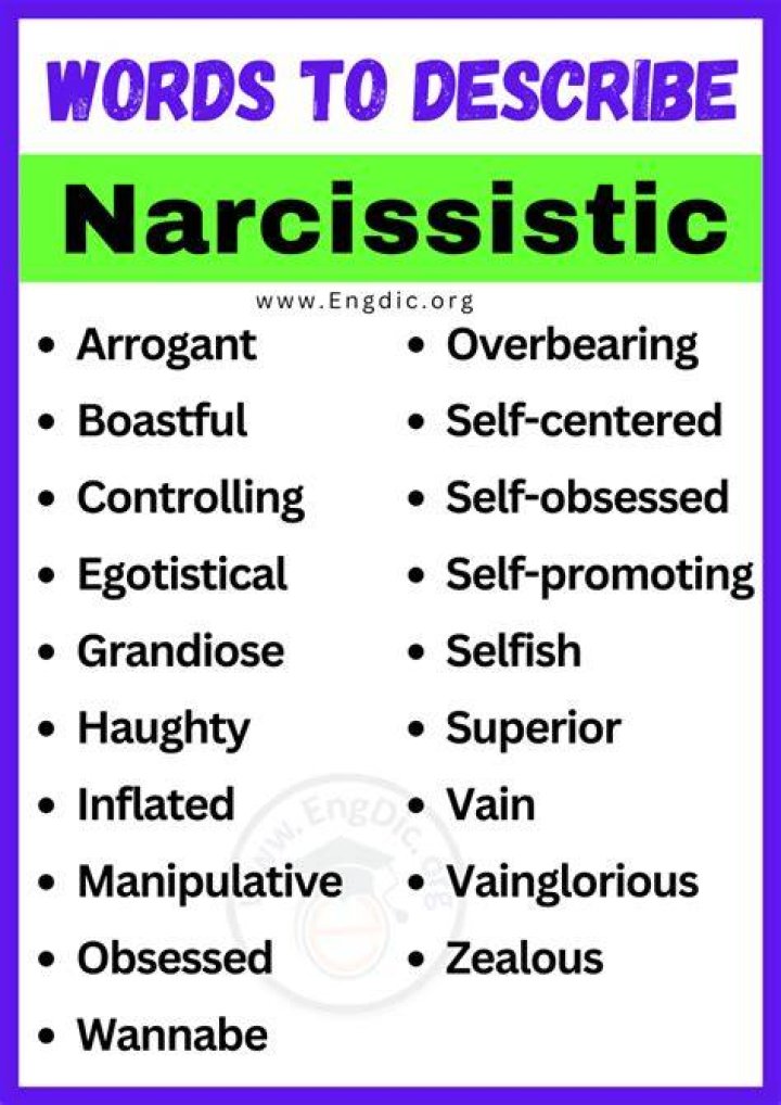 What words describe a narcissist?