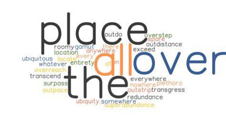 Whats another word for all over the place?