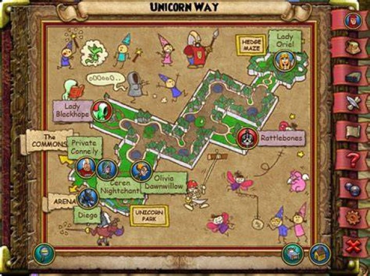 Where is the hedge maze in Unicorn Way?