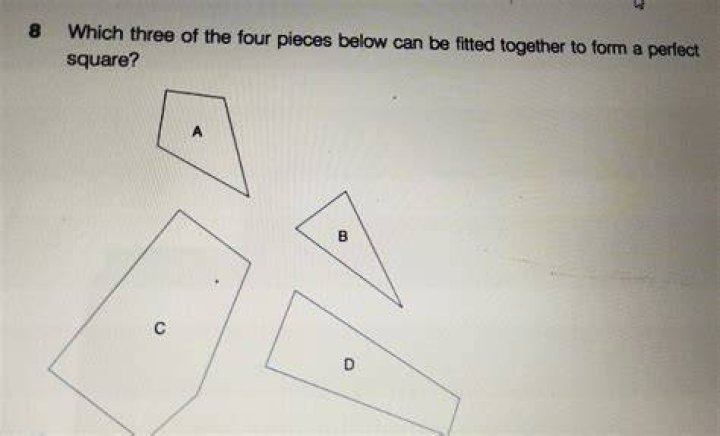 Which three pieces can be fit together to form a square?
